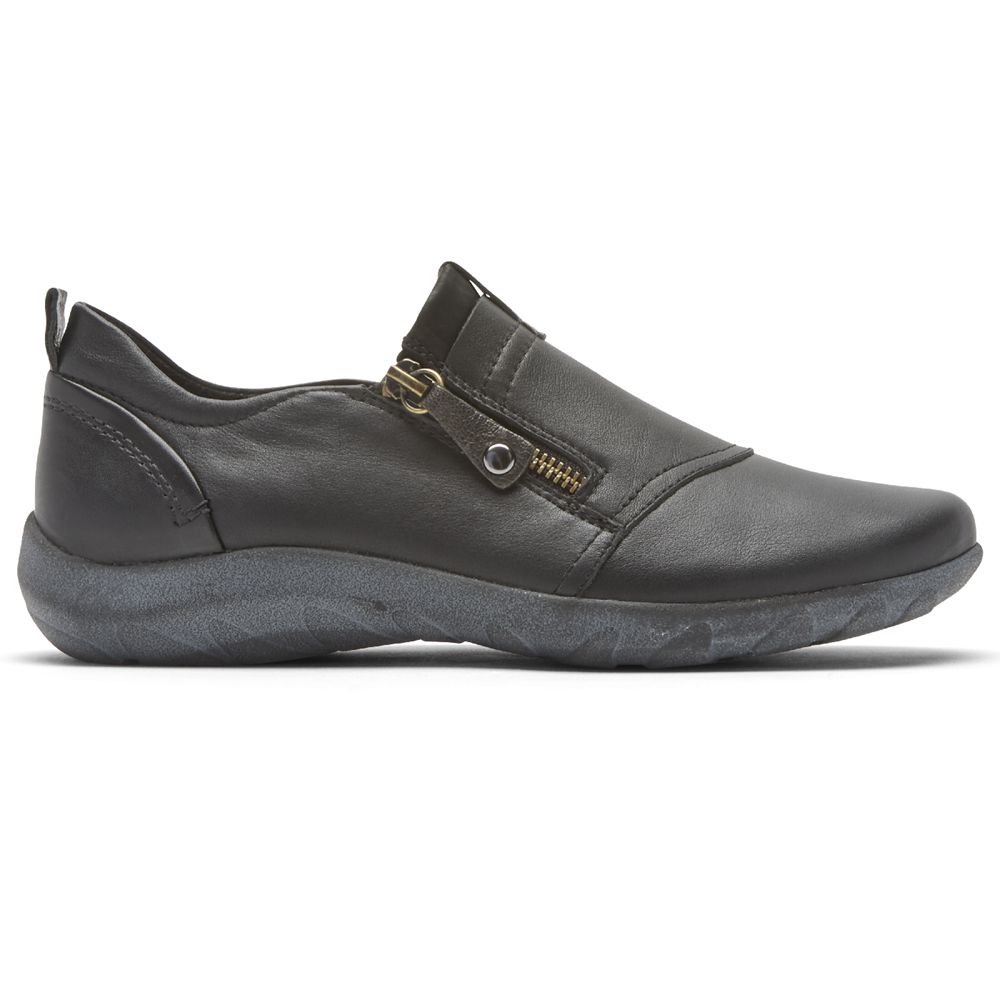 Sapatos De Caminhada Mulher Rockport Cobb Hill Amalie Zipper Slip-On Pretas,Portugal PRXZQ-8593